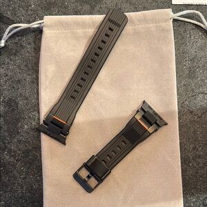 Sporty Black and Orange Silicone Watch Straps